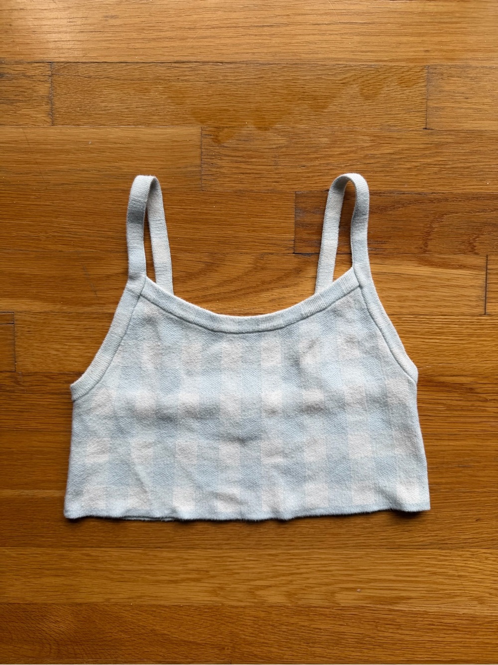 Urban Outfitters Light Blue Plaid Cropped Tank Top - Size Medium